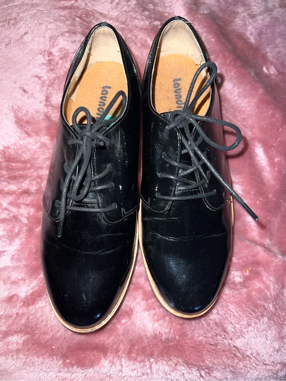 Laundry By Shelli Segal Black Lace-Up Oxford Flats
